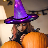 Xpoko Halloween LED Luminous Witch Hat Glowing Witches Hat Headdress For Children Adult Party Costume Halloween Decoration Supplies