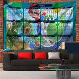Calendar Tapestry Tiger Lion Motor Wall Hanging Cartoon Gift Fashion Magic Decoration  Dorm Room Decor