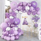 Xpoko back to school Purple Balloon Garland Arch Kit Wedding Butterfly Birthday Party Decorations Gender Reveal Latex Balloon Baptism Baby Shower