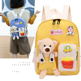 2022 Cartoon Bear Canvas School Bags For Gilr Cute Kids Kindergarten SchoolBags Children Backpacks Girls Boy Book Bags Back Pack