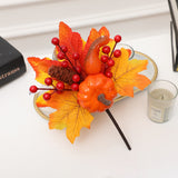 Xpoko DIY Flowers For Halloween Decoration Plug-In Maple Leaf Wreath Pumpkin Pine Cone Fruit Accessories Harvest Festival Autumn Props