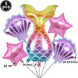 5pcs Mermaid Party Decor Ballons Mermaid Tail Foil Balloons Kids Birthday Party Decor Supplies Baby Shower Decor Helium Globos