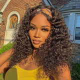 Darker Brown Colored Synthetic Machine Hair Wigs For Black Women Kinky Curly 18inch Medium Length Side Part Soft Wig