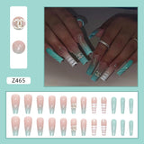 Back to school 24 Pieces/set White Temperament Sweet and Cool Caramel Milk Manicure Finished Wearable Fake Nail Patch Detachable and Waterproof