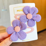 Back to school guide【2-Piece Set】Children's Cute Fabric Flower Pair Clip Hair Accessories Girl Hairpin Temperament Clip Baby Headdress Wholesale