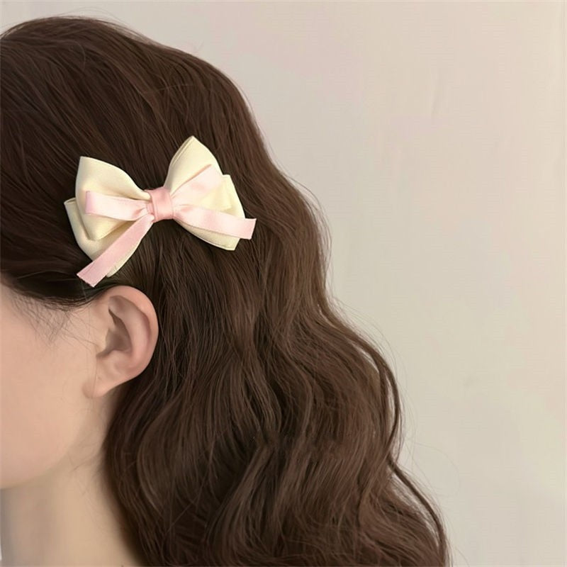 Xpoko Barbie aesthetic Back to school   Black White Ribbon Hair Bows Clips Summer New Vintage Cute Bowknot Hairpin Girls Barrettes Headdress Hair Accessories for Women