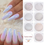 7pc Pearl Nail Glitter Brush Set Rub Dipping Powder for Nails Manicure Holographic Mirror Mermaid Gold Blue Nail Dust GLB01-07-1