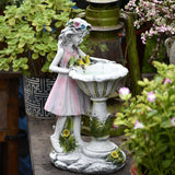 Xpoko Fairy Garden Statues Outdoor Solar Powered Garden Fairy With LED Light Angel Figurine Resin Lighting For Garden Yard Decoration