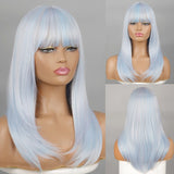 Xpoko Pink Gray With Bangs Long High Temperature Resistant Chemical Fiber Wig Lolita Fashion Party Wig