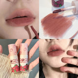 Xpoko Back to School Lovely Strawberry Matte Liquid Lipstick Velvet Nude Red Lip Gloss Long Lasting Non-stick Cup Lip Mud Tint Cream Makeup Cosmetics
