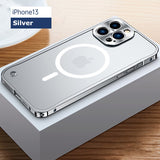 Back to School Magnetic Metal Phone Case For Iphone 12 13 Pro Max Mini Magsafe For Iphon 12 13Max Frosted Back Panel With Metal Lens Protection