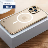 Back to School Magnetic Metal Phone Case For Iphone 12 13 Pro Max Mini Magsafe For Iphon 12 13Max Frosted Back Panel With Metal Lens Protection