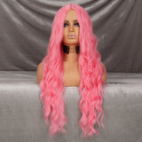 Xpoko Long Wavy Black Synthetic Wig Women's Heat-Resistant Natural Half Part Cosplay Party Lolita Wig