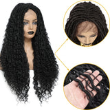 Faux Locs Synthetic Wigs Straight Mix Curly Barids Ombre Brown Colored Crochet Braids Wig For Black Women Soft Dreadlock