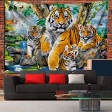 Forest Tiger Pattern Living Room Tapestry Bedroom Background Wall Hanging Tapestry Tatami Bedside Art Decor Tapestry