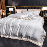 Luxury Embroidery Bedding Set 1000TC White Egyptian Cotton Soft Duvet Cover Flat/Fitted Sheet Pillowcases Solid Color Bed Set