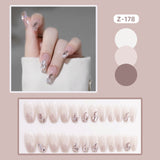 Fall nails Barbie nails Christmas nails 24Pcs 3D Butterfly Decor False Nail with Glitter Pearl Full Finished Fake Nail for Women Girls Sweet Style Finger Salon DIY