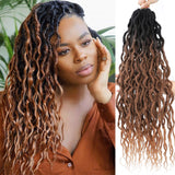 Goddess Faux Locs With Curly End Synthetic Crochet Braids Hair Extensions For Women Ombre Blonde Messy Curly Dreadlocks