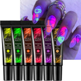 8ml Stamping Gel Set Neon Green Black Fluorescent Gel Paint Stamping Kit Semi-permanent Nail Polish Templates Stencils GL1916