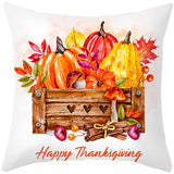 Xpoko Luanqi Happy Thanksgiving Cushion Cover Cartoon Maple Leaf Pumpkin Pillow Case 45X45cm Halloween Autumn Decor Christmas 2022