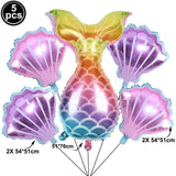 5pcs Mermaid Party Decor Ballons Mermaid Tail Foil Balloons Kids Birthday Party Decor Supplies Baby Shower Decor Helium Globos