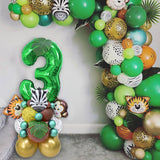 Xpoko 35pcs/set Jungle Safari Party Animal Digital Balloons Kids 1 2 3 4 5 6 7 8 Years Birthday Party Decoration Forest Party Supplies