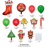 Xpoko 25Pcs/Set Christmas Santa Claus Snowman Elf Elk Foil Balloons Set New Year Christmas Balloons Home Xmas Party Decoration 2023