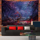 Fantasy Forest Tapestry Psychedelic Tree Theme Background  Magic Scenery Tapestry for Living Room Dorm Bedroom Home Decor