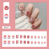 24Pcs Cartoon Short Coffin False Nails Wearable Leopard Streak Fake Nails Full Cover Acrylic Nail Tips Press On Nails Tips