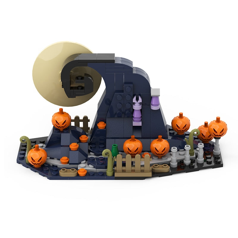 Xpoko MOC Halloween Toys Force Of Bricks Spiral Hill Building Blocks Kit Jack Skellingtons Pumpkin Decoration Brick DIY Children's Toy