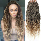 Goddess Faux Locs With Curly End Synthetic Crochet Braids Hair Extensions For Women Ombre Blonde Messy Curly Dreadlocks