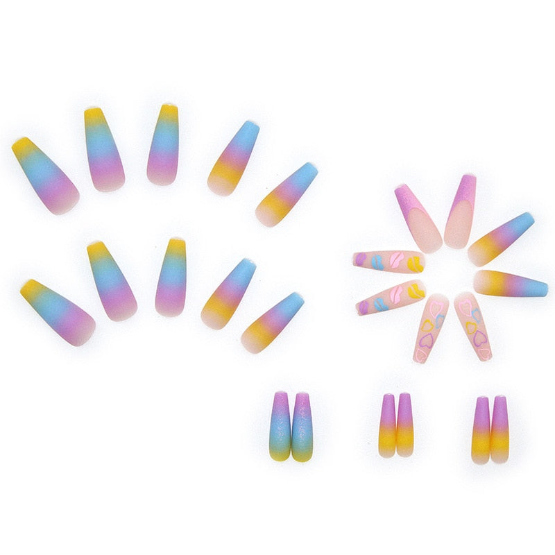 Xpoko Pastel Rainbow Ombre Nails Press on Set