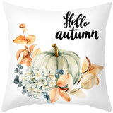 Xpoko Luanqi Thanksgiving Decorative Cushion Cover 18X18 Inches Cartoon Maple Pumpkin Fall Pillow Case 45X45 Cm Polyester Pillow Cover