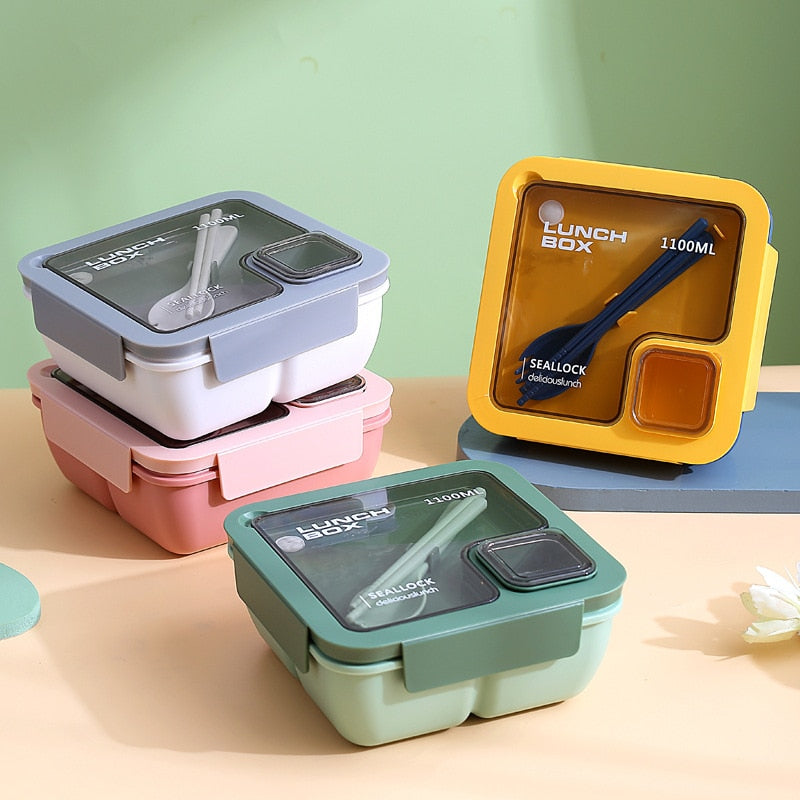 Xpoko Food Plastic Lunch Box Office Microwave Oven Divider Bento Box Mobile Phone Stand Japanese Lunch Box E-Commerce