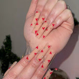 Z239 Nude Nails Press on Ballerina False Fingernails with Red Sweetie Design