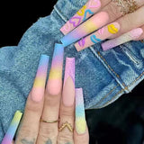 Xpoko Pastel Rainbow Ombre Nails Press on Set