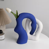 Special-shaped vases, ceramics, living room wine cabinet decoration, Klein blue and white creative ornaments