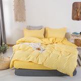 Xpoko back to school Japanese Bedding setï¼?220x240 Duvet Cover With Pillowcase, 210x210 Quilt Covers ,Yellow Plaid Blanket Cover,king Size Bed Set