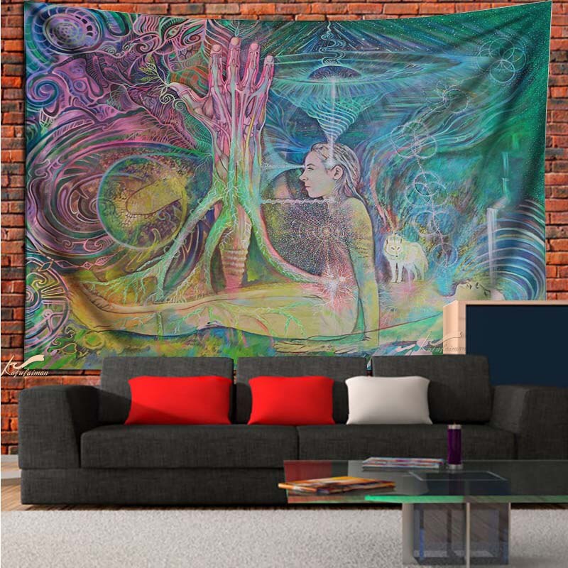 Psychedelic  ActivismTapestry Progress Of The Soul Satanism Room Tapestries Polyester Wall  Wall Hanging  Art Home Decoration