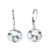 Xpoko Modern Women's  Fire Opal Earrings Bohemian Round Zircon French Pendant Earrings Elegant Declaration Jewelry Gift For Girl