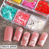 3D Flower Shaped Nail Sequins Pink Petals Sakura Nail Charms Metal Gold Beads Decoration Japanese Manicure Craft Confetti GLYHP