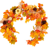 Xpoko Autumn Decoration Artificial Vine Sunflowes Garland Maple Leaf  Thanksgivin Rattan For Wedding Party Home Outdoor Fall Decor