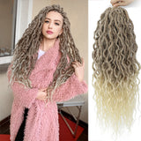 Goddess Faux Locs With Curly End Synthetic Crochet Braids Hair Extensions For Women Ombre Blonde Messy Curly Dreadlocks