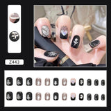 Back to school 24 Pieces/set White Temperament Sweet and Cool Caramel Milk Manicure Finished Wearable Fake Nail Patch Detachable and Waterproof