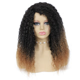 Darker Brown Colored Synthetic Machine Hair Wigs For Black Women Kinky Curly 18inch Medium Length Side Part Soft Wig