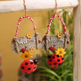 Xpoko Ladybug Doorplate Sign Practical Spring Door Wreath Adorable Welcome Sign Decor Garden Patio Ladybug Decor For Yard