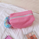 Back to school INS Travel Cosmetic Bag Portable Makeup Pouch Corduroy Zipper 2023 Cute Pencil Case Toiletry Cases Large Capacity сумка женская