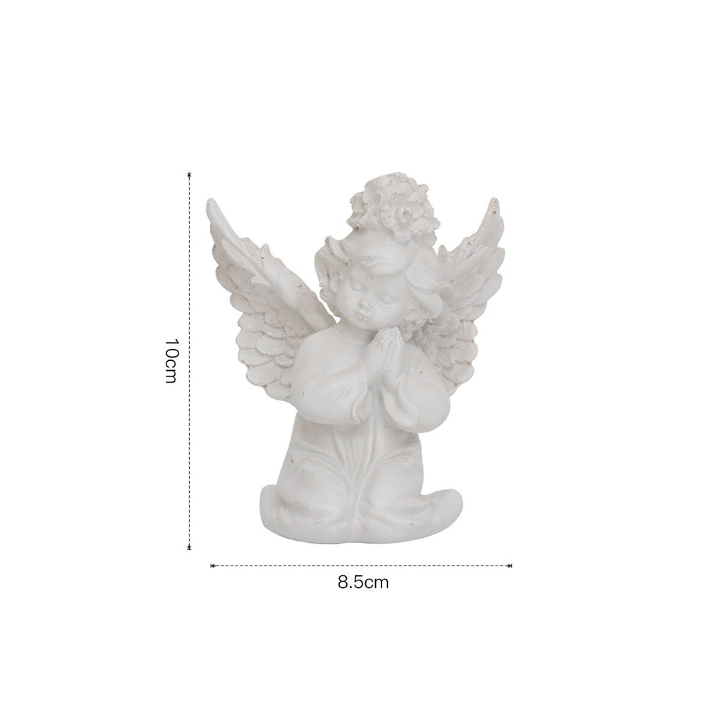 Prayer Angel Art Sculpture Resin Statues Crafts Unique Winged Angel Statue Candle Holders for Living Room Home Ornaments Gift