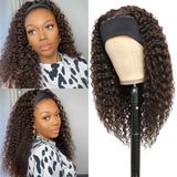 Darker Brown Colored Synthetic Machine Hair Wigs For Black Women Kinky Curly 18inch Medium Length Side Part Soft Wig