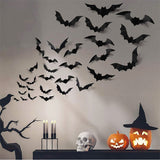 16pcs Halloween 3D Black Bat Wall Stickers Removable Halloween DIY Wall Decal Halloween Party Decoration Horror Bats Stickers
